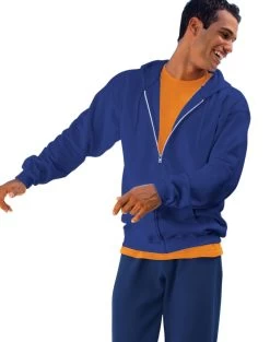 Hanes Ultimate Cotton Full-Zip Fleece Hood 10 Oz 31 Hanes Ultimate Cotton Full-Zip Fleece Hood 10 Oz -Outfit Fashion Shop OHP HF280 DeepRoyal