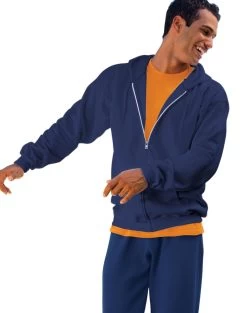 Hanes Ultimate Cotton Full-Zip Fleece Hood 10 Oz 35 Hanes Ultimate Cotton Full-Zip Fleece Hood 10 Oz -Outfit Fashion Shop OHP HF280 Navy