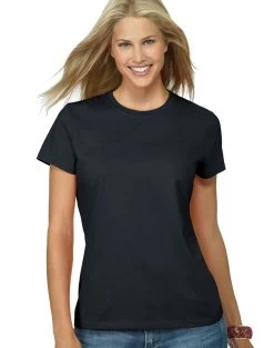 Hanes Classic-Fit Jersey Women's T-Shirt 4.5 Oz -Outfit Fashion Shop OHP HSL04 Black