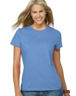 Hanes Classic-Fit Jersey Women's T-Shirt 4.5 Oz -Outfit Fashion Shop OHP HSL04 CarolinaBlue