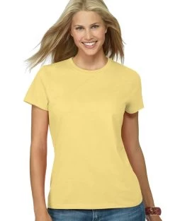 Hanes Classic-Fit Jersey Women's T-Shirt 4.5 Oz -Outfit Fashion Shop OHP HSL04 DaffodilYellow