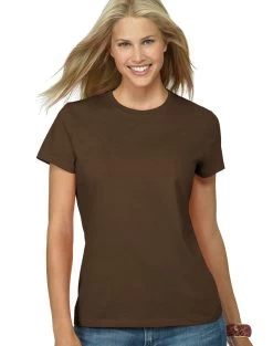 Hanes Classic-Fit Jersey Women's T-Shirt 4.5 Oz -Outfit Fashion Shop OHP HSL04 DarkChocolate
