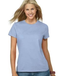 Hanes Classic-Fit Jersey Women's T-Shirt 4.5 Oz -Outfit Fashion Shop OHP HSL04 LightBlue