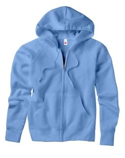 Hanes Women's Fleece Full-Zip Hood - 8 Oz -Outfit Fashion Shop OHP HW280 CarolinaBlue