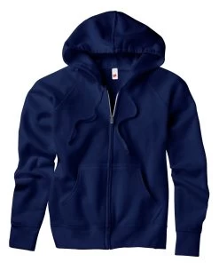 Hanes Women's Fleece Full-Zip Hood - 8 Oz -Outfit Fashion Shop OHP HW280 DeepNavy