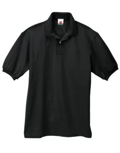 Hanes Cotton-Blend Jersey Men's Polo -Outfit Fashion Shop OHP HX054 Black