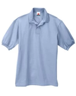 Hanes Cotton-Blend Jersey Men's Polo -Outfit Fashion Shop OHP HX054 LightBlue