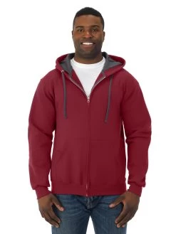 Fruit Of The Loom Mens Sofspun Full-Zip Hooded Sweatshirt -Outfit Fashion Shop SF73R cardinal front.5d4a07c1e9fb7571