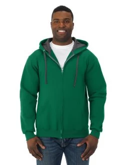 Fruit Of The Loom Mens Sofspun Full-Zip Hooded Sweatshirt -Outfit Fashion Shop SF73R clover front.7b9c41be2e6699ff cbef3d36 5bdb 4e94 9193 846ee2c25970