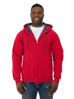 Fruit Of The Loom Mens Sofspun Full-Zip Hooded Sweatshirt -Outfit Fashion Shop SF73R fiery red front.7fb9ff9a53aa00bd cbd0a295 3e37 4734 ab51 407ced8a7ea0