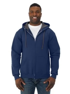 Fruit Of The Loom Mens Sofspun Full-Zip Hooded Sweatshirt -Outfit Fashion Shop SF73R jnavy front.83cf7db798008de0