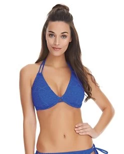Freya Womens Sundance Underwire Bandless Halter Bikini Top -Outfit Fashion Shop SUNDANCE COBALT UW BANDLESS HALTER BIKINI TOP AS3971 F TRADE 3000 SS17