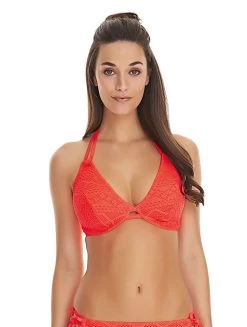 Freya Womens Sundance Underwire Bandless Halter Bikini Top -Outfit Fashion Shop SUNDANCE ORANGE FIZZ UW BANDLESS HALTER BIKINI TOP AS3971 F TRADE 3000 SS17