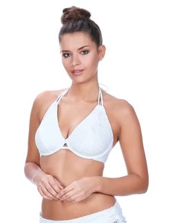 Freya Womens Sundance Underwire Bandless Halter Bikini Top -Outfit Fashion Shop SUNDANCE WHITE UW BANDLESS HALTER BIKINI TOP AS3971 F