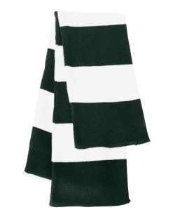 Sportsman Rugby-Striped Knit Scarf, One Size, White/Heather Grey -Outfit Fashion Shop a99c8925 49ee 4016 933a ffd340b37794