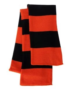 Sportsman Rugby-Striped Knit Scarf, One Size, White/Heather Grey -Outfit Fashion Shop b0642c8b 6b30 4c8a af11 6c0df6cb4804