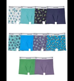 Fruit Of The Loom Toddler Boys Print Solid Boxer Briefs 10 Pack, 4T/5T
