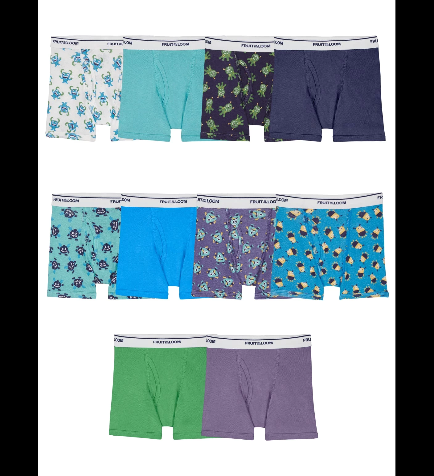 Fruit Of The Loom Toddler Boys Print Solid Boxer Briefs 10 Pack, 4T/5T 3 Fruit Of The Loom Toddler Boys Print Solid Boxer Briefs 10 Pack, 4T/5T