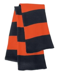 Sportsman Rugby-Striped Knit Scarf, One Size, White/Heather Grey -Outfit Fashion Shop cc232c0c 3c16 4117 8996 d14d38004a89