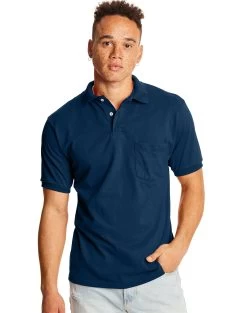 Hanes Mens CottonBlend® EcoSmart® Jersey Polo With Pocket 2-Pack -Outfit Fashion Shop f5ee28c0 3ebe 4612 a0bd 6df210294514