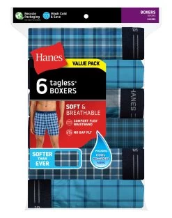 Hanes Men's Cool Comfort® Woven Boxers 6-Pack -Outfit Fashion Shop hns 841bx6 assorted detail01 637822481130656750