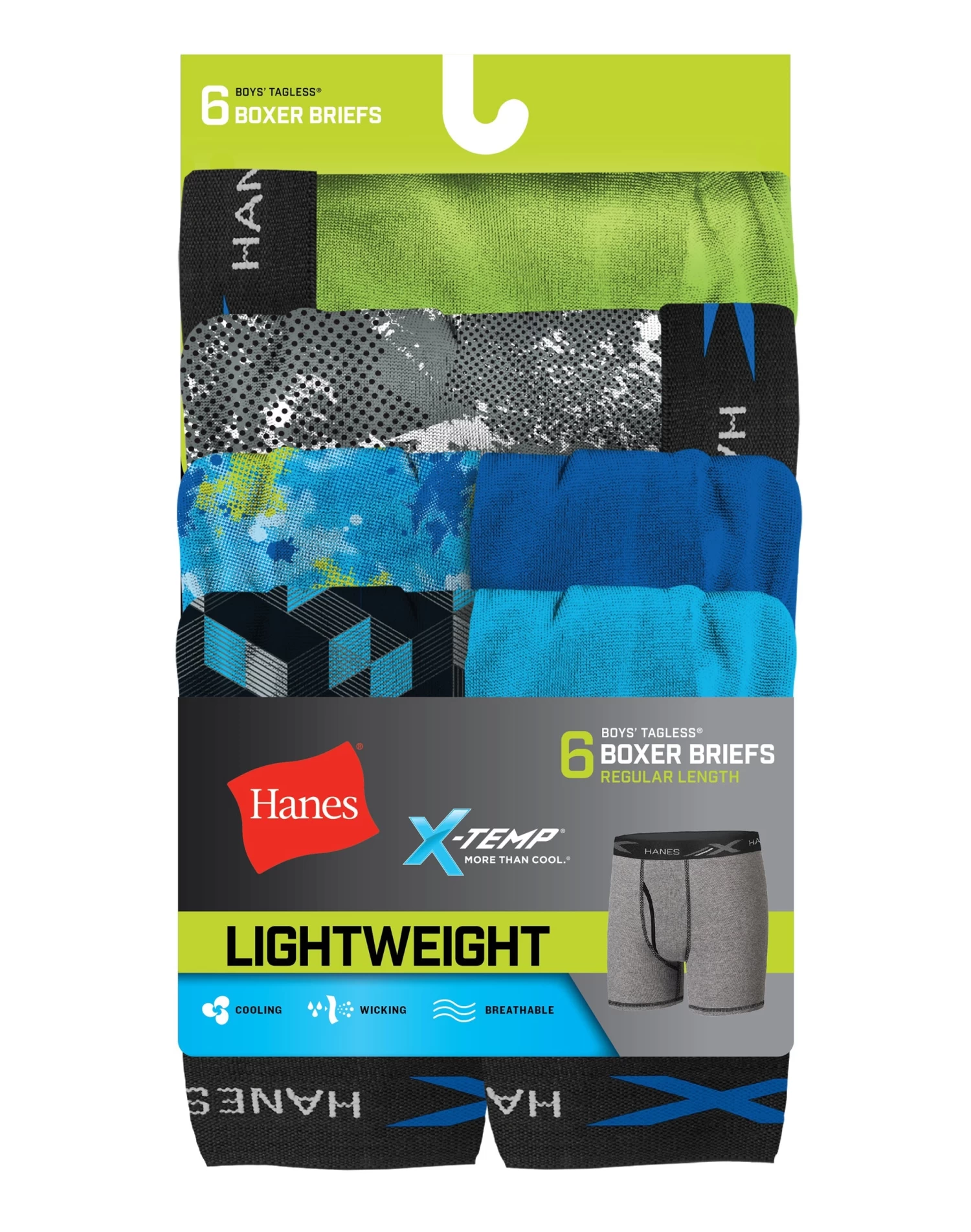Hanes Boys' X-Temp® Lightweight Boxer Briefs 6-Pack 4 Hanes Boys' X-Temp® Lightweight Boxer Briefs 6-Pack - Image 2