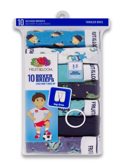 Fruit Of The Loom Toddler Boys Print Solid Boxer Briefs 10 Pack, 4T/5T 4 Fruit Of The Loom Toddler Boys Print Solid Boxer Briefs 10 Pack, 4T/5T - Image 2